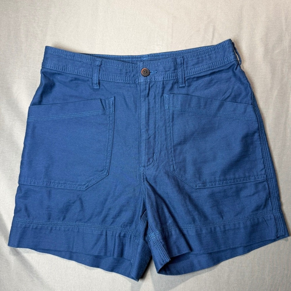 Patagonia Stand Up Shorts Womens 6 Organic Cotton Canvas Stone Blue Hiking